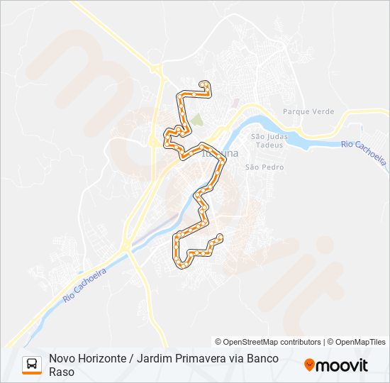 Mapa de BB38 NOVO HORIZONTE / JARDIM PRIMAVERA VIA BANCO RASO de autobús