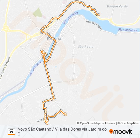 Mapa de BB21 NOVO SÃO CAETANO / VILA DAS DORES VIA JARDIM DO Ó de autobús
