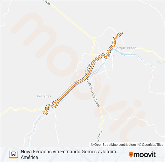Mapa da linha BB60F NOVA FERRADAS VIA FERNANDO GOMES / JARDIM AMÉRICA de ônibus