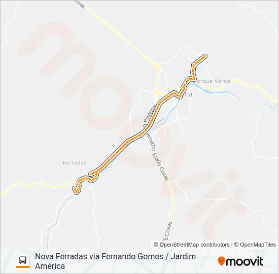 BB60F NOVA FERRADAS VIA FERNANDO GOMES / JARDIM AMÉRICA Bus Line Map