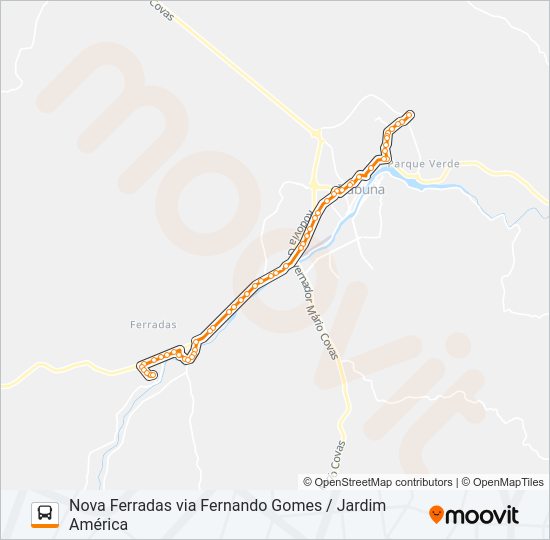 Mapa da linha BB60F NOVA FERRADAS VIA FERNANDO GOMES / JARDIM AMÉRICA de ônibus