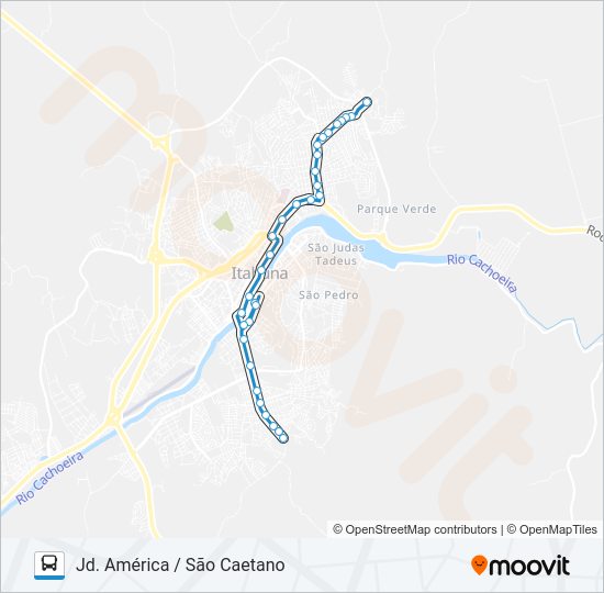 Mapa da linha BB01 JD. AMÉRICA / SÃO CAETANO de ônibus