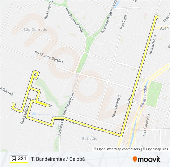 Mapa da linha 321 de ônibus