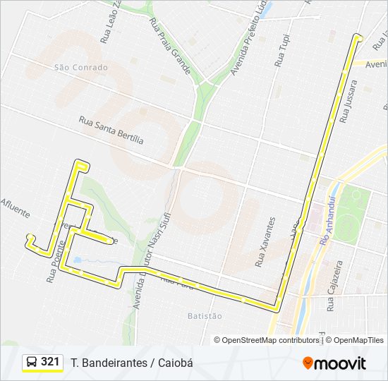 Mapa da linha 321 de ônibus