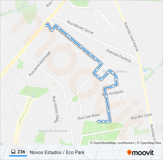 Mapa da linha 236 de ônibus