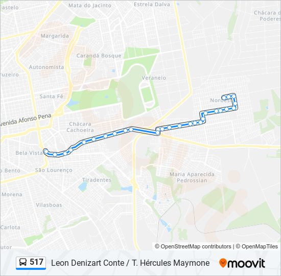 Mapa da linha 517 de ônibus
