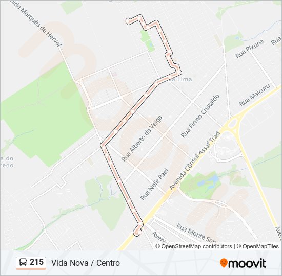 215 bus Line Map