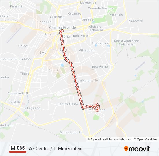 Mapa da linha 065 de ônibus