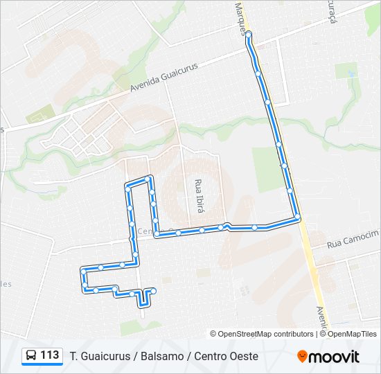 Mapa da linha 113 de ônibus
