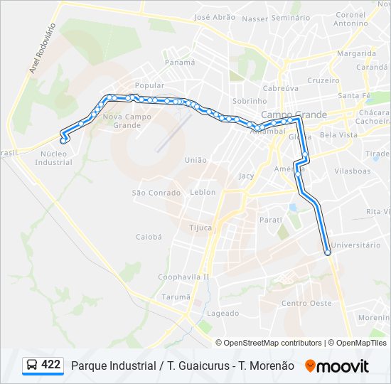 Mapa da linha 422 de ônibus