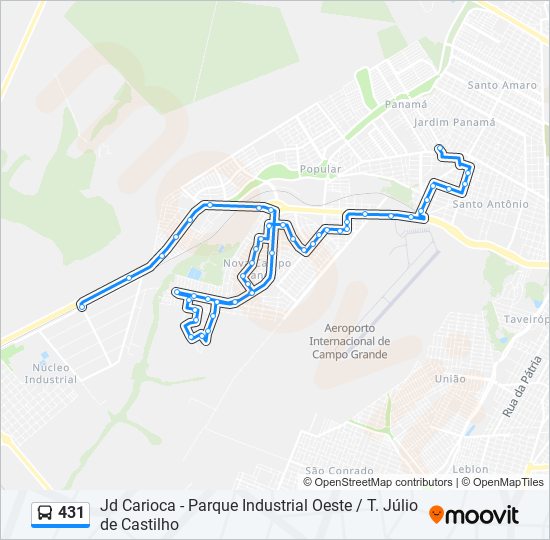 Mapa da linha 431 de ônibus