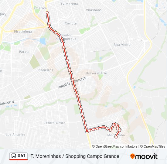 Mapa da linha 061 de ônibus