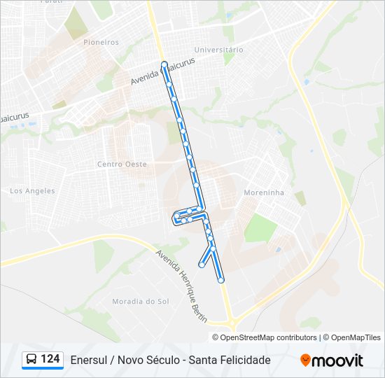 Mapa da linha 124 de ônibus