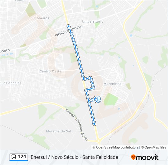 Mapa da linha 124 de ônibus