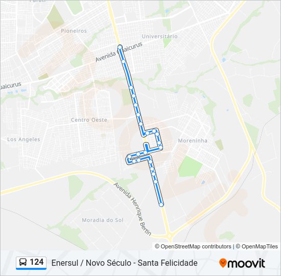 Mapa da linha 124 de ônibus