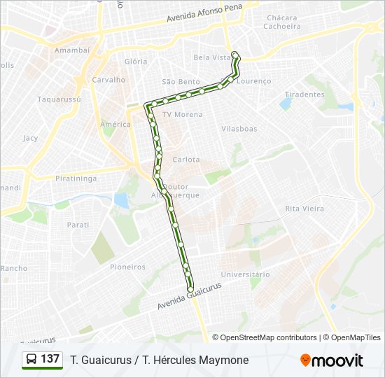 Mapa da linha 137 de ônibus