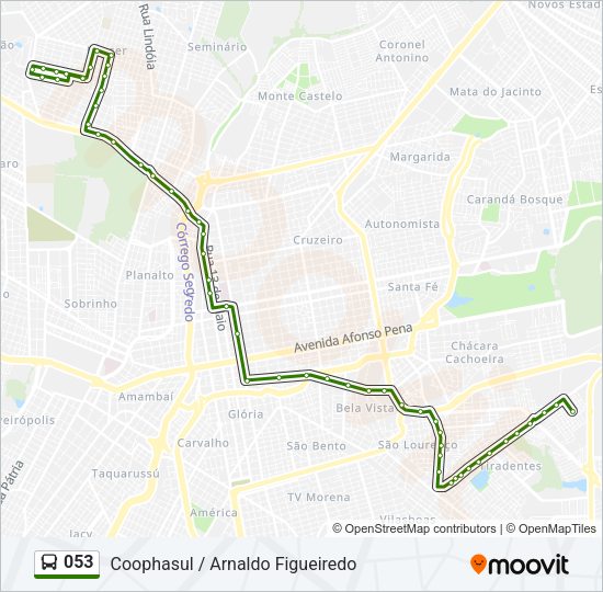 Mapa da linha 053 de ônibus