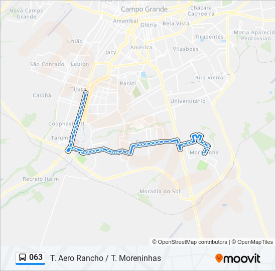Mapa da linha 063 de ônibus