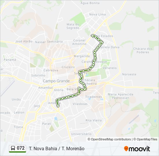 Mapa da linha 072 de ônibus