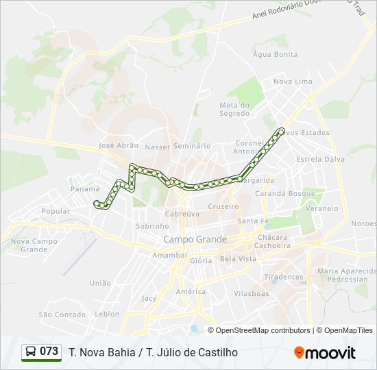 Mapa da linha 073 de ônibus