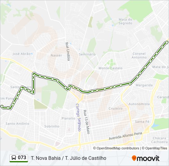 Mapa da linha 073 de ônibus