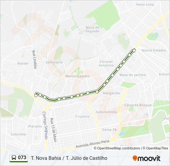 Mapa da linha 073 de ônibus