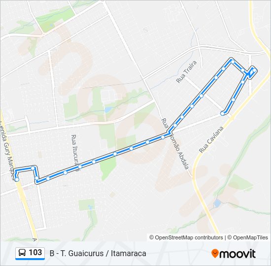 Mapa da linha 103 de ônibus