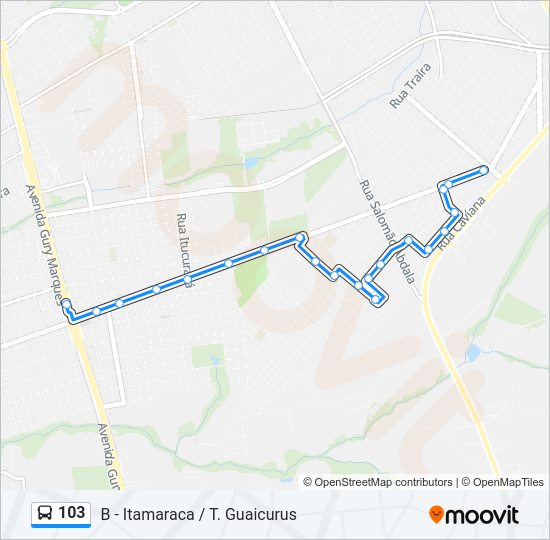 Mapa da linha 103 de ônibus