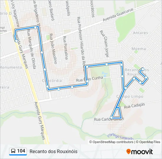104 Bus Line Map