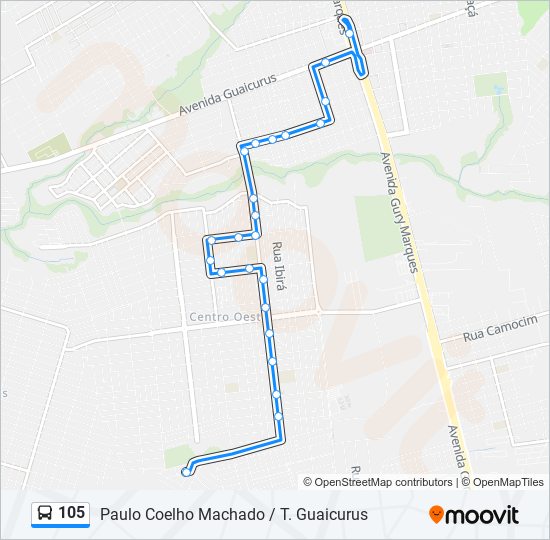 Mapa de 105 de autobús