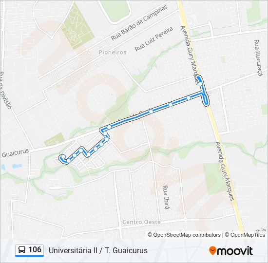 Mapa de 106 de autobús