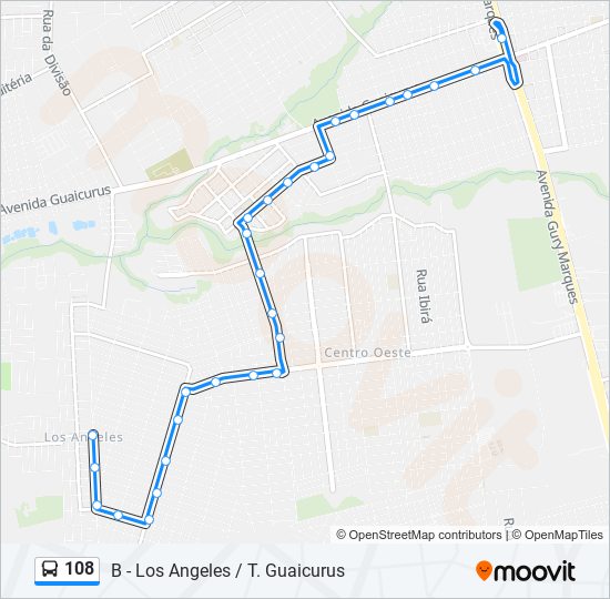 Mapa de 108 de autobús