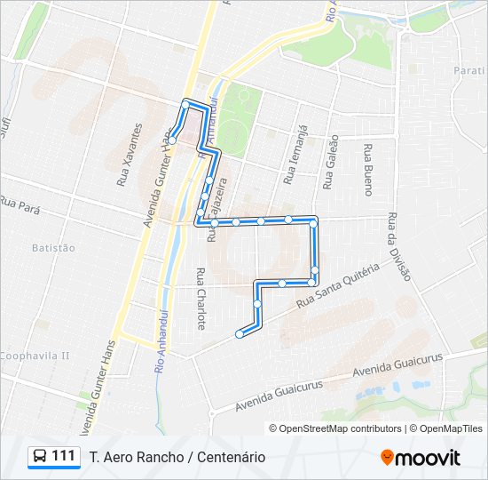 Mapa da linha 111 de ônibus