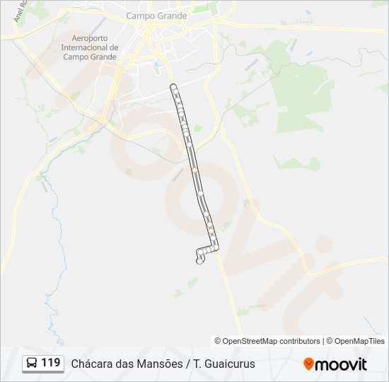 Mapa da linha 119 de ônibus