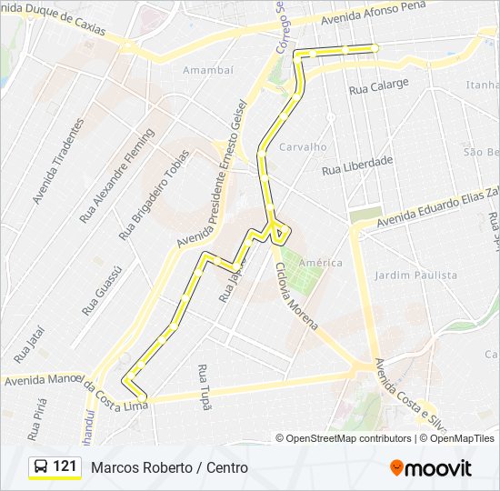 121 bus Line Map