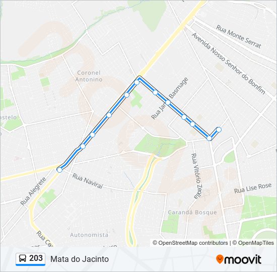 Mapa de 203 de autobús