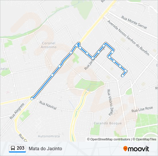 Mapa de 203 de autobús