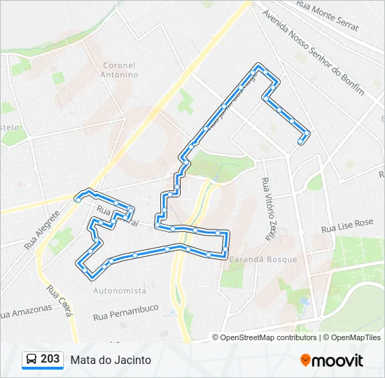 203 Bus Line Map