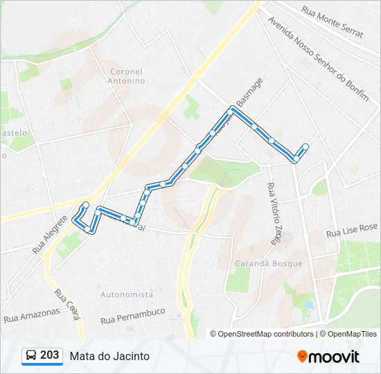 203 Bus Line Map