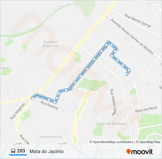 203 Bus Line Map