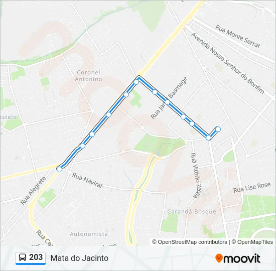 203 Bus Line Map
