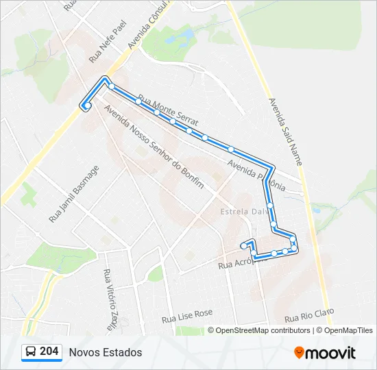 204 Bus Line Map
