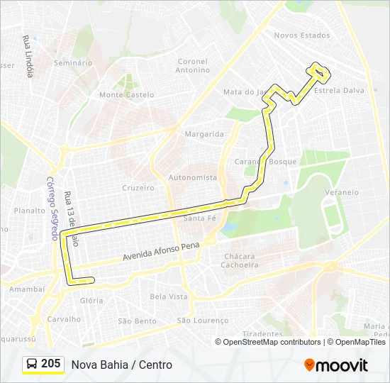 205 Bus Line Map