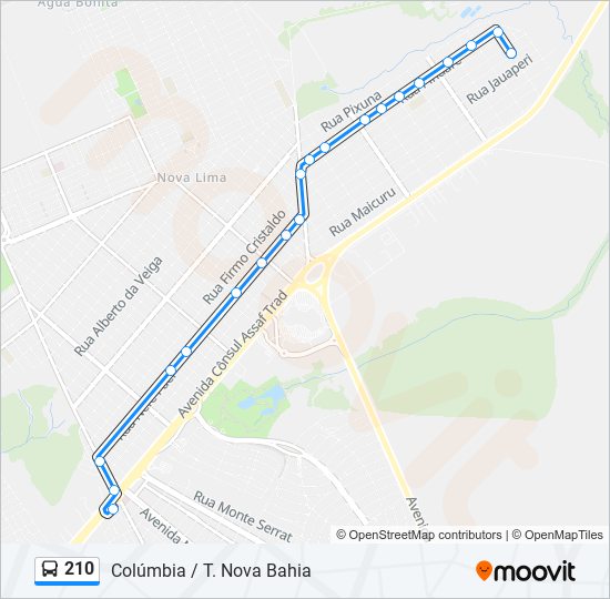 Mapa de 210 de autobús