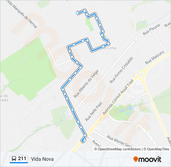 Mapa de 211 de autobús