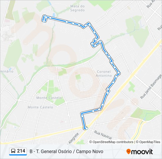 Mapa da linha 214 de ônibus