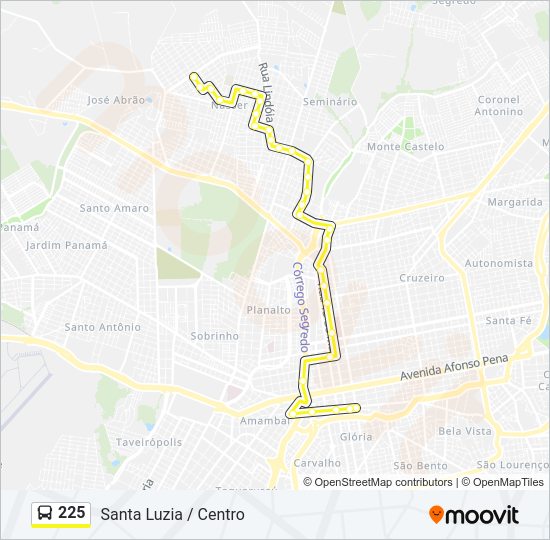 Mapa da linha 225 de ônibus