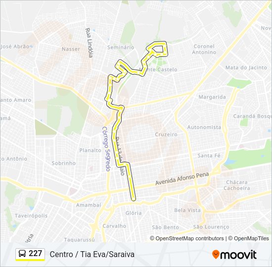 Mapa da linha 227 de ônibus
