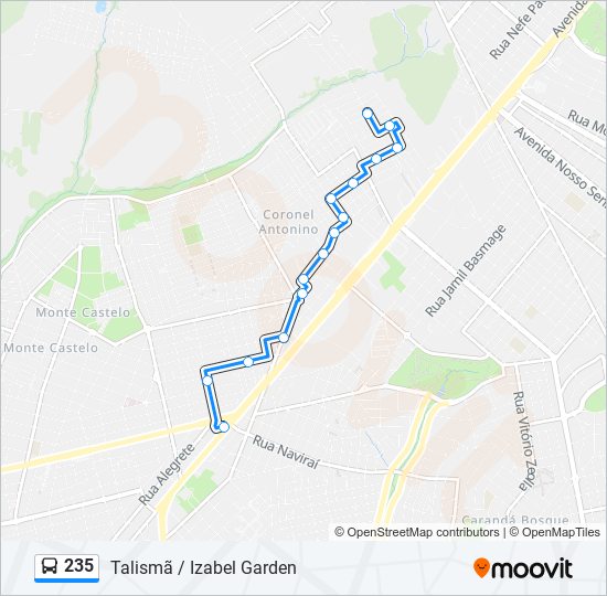 Mapa da linha 235 de ônibus