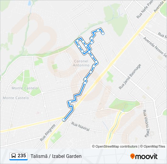 Mapa da linha 235 de ônibus